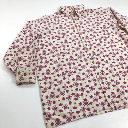 [Used] VINTAGE clothing | Vintage Iryo 60s-70s EURO pajama shirt geometric pattern made in Vietnam long sleeve shirt [Kakogawa Logistics] 