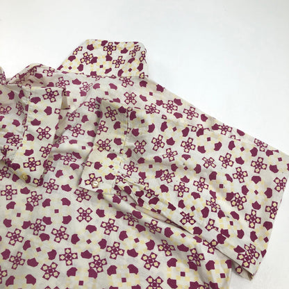 [Used] VINTAGE clothing | Vintage Iryo 60s-70s EURO pajama shirt geometric pattern made in Vietnam long sleeve shirt [Kakogawa Logistics] 
