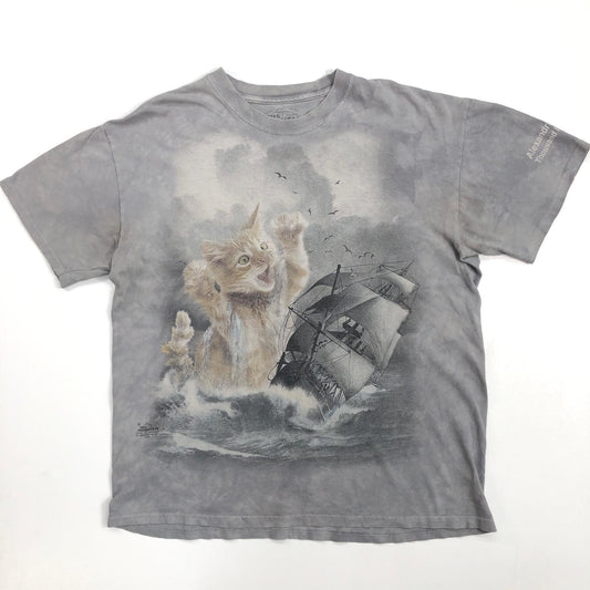 【中古】 THE MOUNTAIN ザ マウンテン 巨大 猫 船 半袖Ｔシャツ グレー サイズ：L【加古川物流】