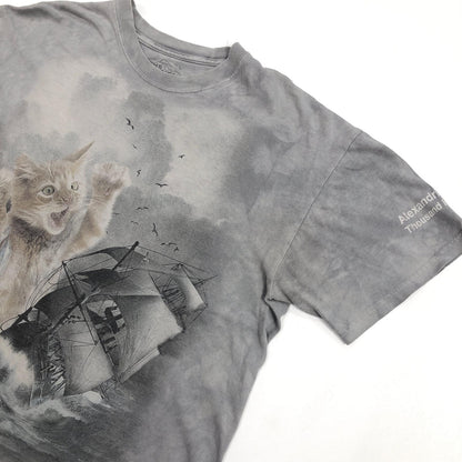 【中古】 THE MOUNTAIN ザ マウンテン 巨大 猫 船 半袖Ｔシャツ グレー サイズ：L【加古川物流】