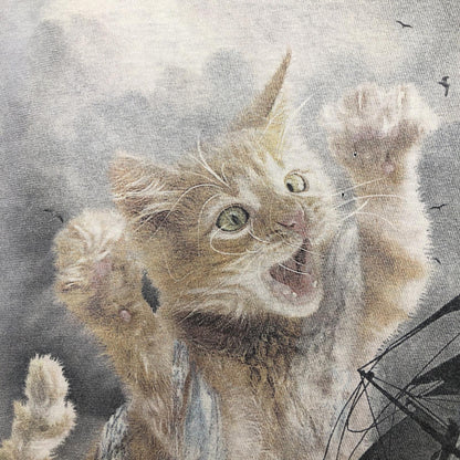 【中古】 THE MOUNTAIN ザ マウンテン 巨大 猫 船 半袖Ｔシャツ グレー サイズ：L【加古川物流】
