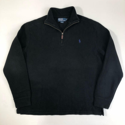 【中古】POLO RALPH LAUREN | ポロ・ラルフローレン ニット ハーフジップ スウェット ブラック サイズ：L【加古川物流】