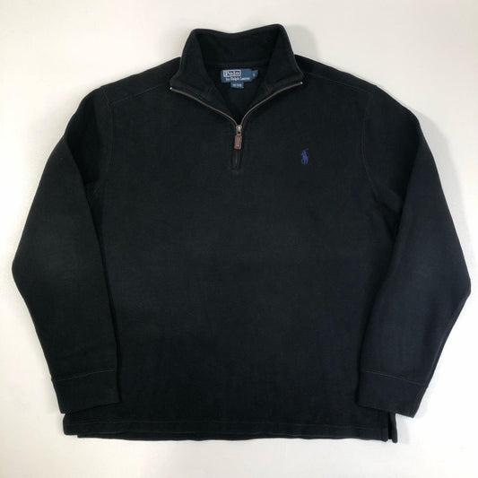 【中古】POLO RALPH LAUREN | ポロ・ラルフローレン ニット ハーフジップ スウェット ブラック サイズ：L【加古川物流】