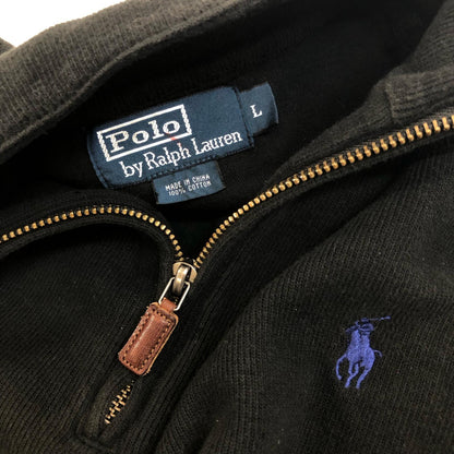 【中古】POLO RALPH LAUREN | ポロ・ラルフローレン ニット ハーフジップ スウェット ブラック サイズ：L【加古川物流】