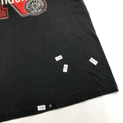 【中古】 FRUIT OF THE LOOM　フルーツオブザルーム　90年代　CORNHUSKERS　コーンハスカーズ　チームロゴ　前面プリント　シングルステッチ　USA製　ヴィンテージ 半袖Ｔシャツ ブラック サイズ：L【加古川物流】