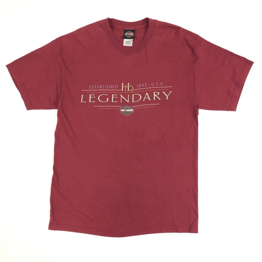 【中古】HARLEY-DAVIDSON | ハーレーダビットソン 半袖Ｔシャツ USA製　 ボルドー/バーガンディー サイズ：L【加古川物流】