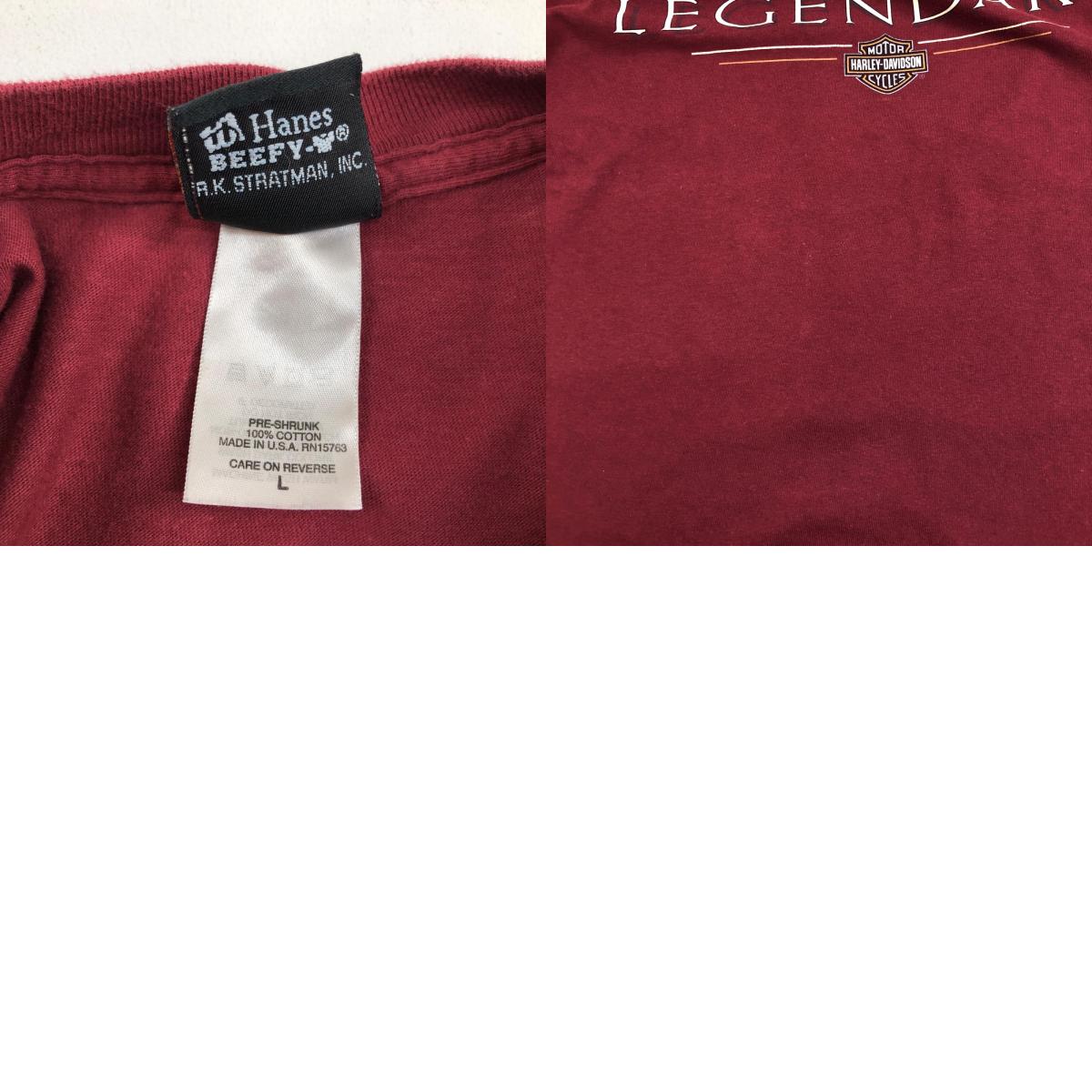 【中古】HARLEY-DAVIDSON | ハーレーダビットソン 半袖Ｔシャツ USA製　 ボルドー/バーガンディー サイズ：L【加古川物流】