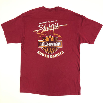 【中古】HARLEY-DAVIDSON | ハーレーダビットソン 半袖Ｔシャツ USA製　 ボルドー/バーガンディー サイズ：L【加古川物流】