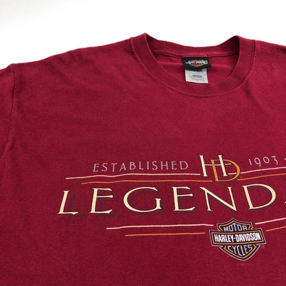 【中古】HARLEY-DAVIDSON | ハーレーダビットソン 半袖Ｔシャツ USA製　 ボルドー/バーガンディー サイズ：L【加古川物流】