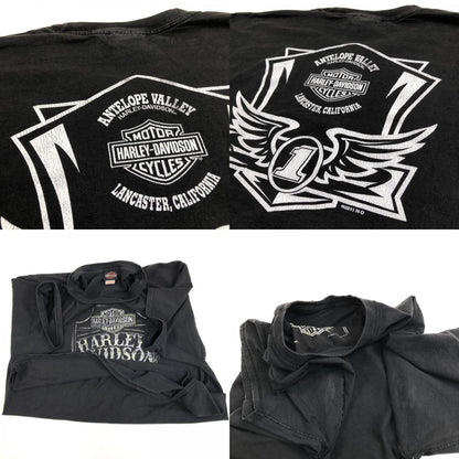 【中古】HARLEY-DAVIDSON | ハーレーダビットソン 00年代　両面プリント　スカル　ナンバーワンロゴ 半袖Ｔシャツ 2018年製 ブラック【加古川物流】