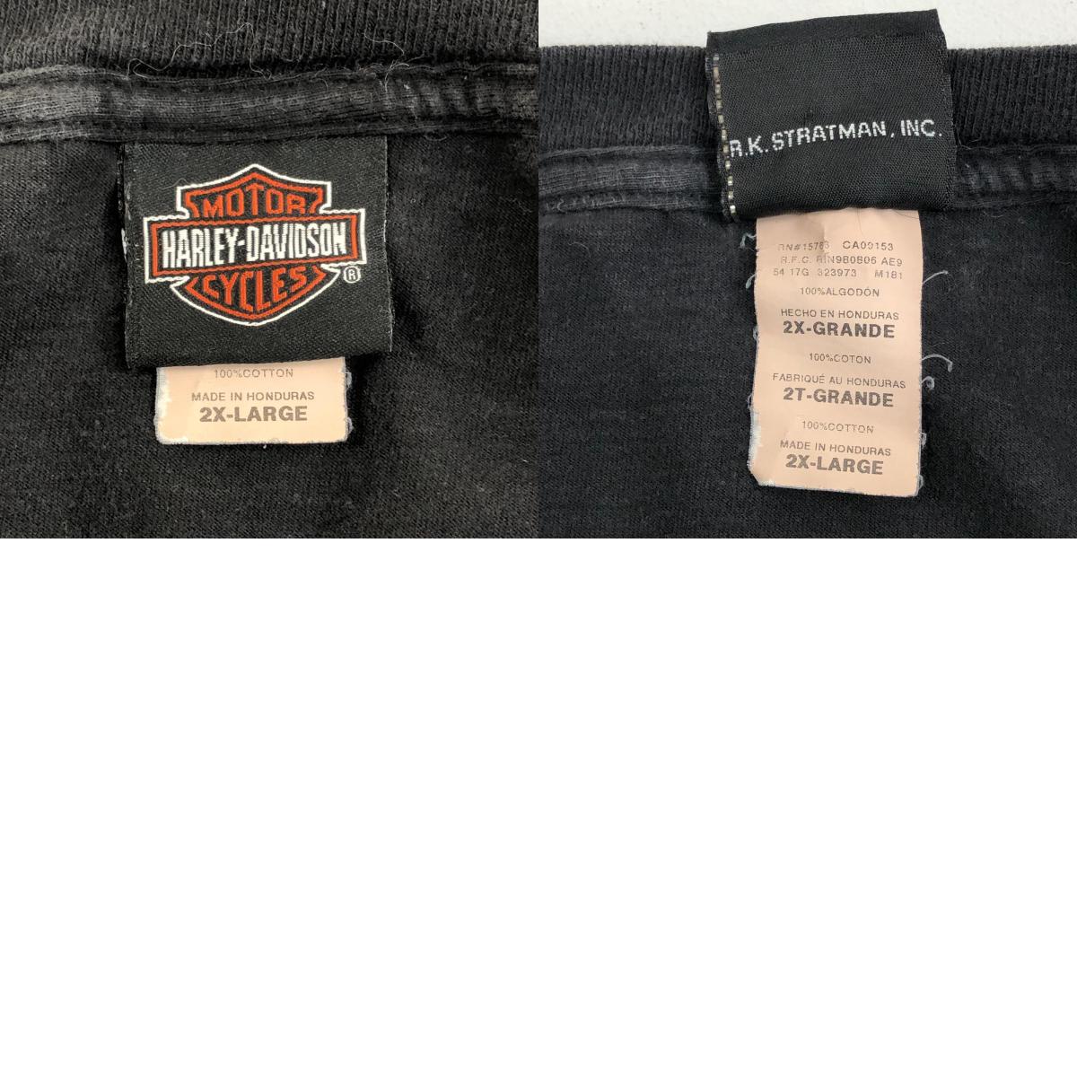 【中古】HARLEY-DAVIDSON | ハーレーダビットソン 00年代　両面プリント　スカル　ナンバーワンロゴ 半袖Ｔシャツ 2018年製 ブラック【加古川物流】