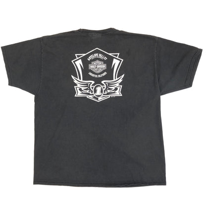 【中古】HARLEY-DAVIDSON | ハーレーダビットソン 00年代　両面プリント　スカル　ナンバーワンロゴ 半袖Ｔシャツ 2018年製 ブラック【加古川物流】