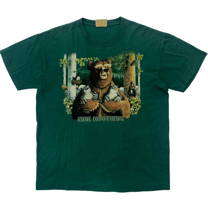 [Used] THE MOUNTAIN NICE HOOTERS Bear Short Sleeve T-Shirt Green Size: L [Kakogawa Logistics] 