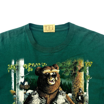 [Used] THE MOUNTAIN NICE HOOTERS Bear Short Sleeve T-Shirt Green Size: L [Kakogawa Logistics] 