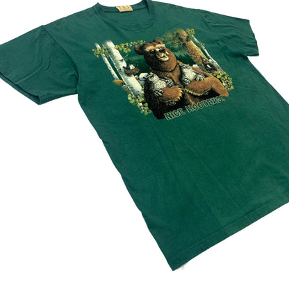 [Used] THE MOUNTAIN NICE HOOTERS Bear Short Sleeve T-Shirt Green Size: L [Kakogawa Logistics] 