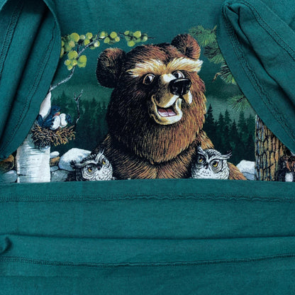[Used] THE MOUNTAIN NICE HOOTERS Bear Short Sleeve T-Shirt Green Size: L [Kakogawa Logistics] 