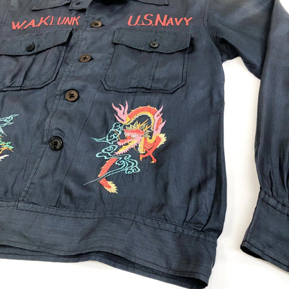 [Used] VINTAGE clothing | Vintage Iryo Suka shirt, long sleeve shirt, navy, size: M [Kakogawa Logistics] 