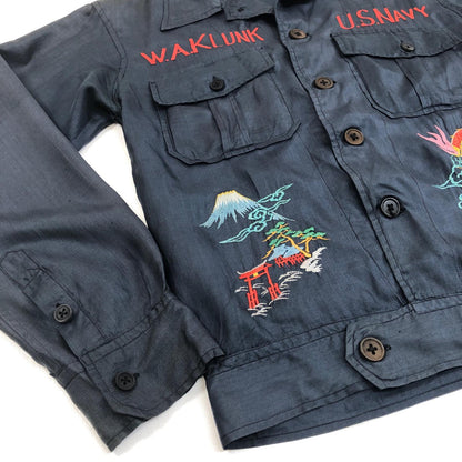 [Used] VINTAGE clothing | Vintage Iryo Suka shirt, long sleeve shirt, navy, size: M [Kakogawa Logistics] 