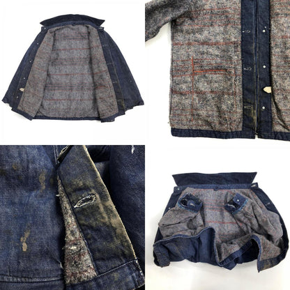 [Used] Wrangler | Wrangler 70s denim coveralls, blanket lining, corduroy collar, indigo, size L [Kakogawa Logistics] 