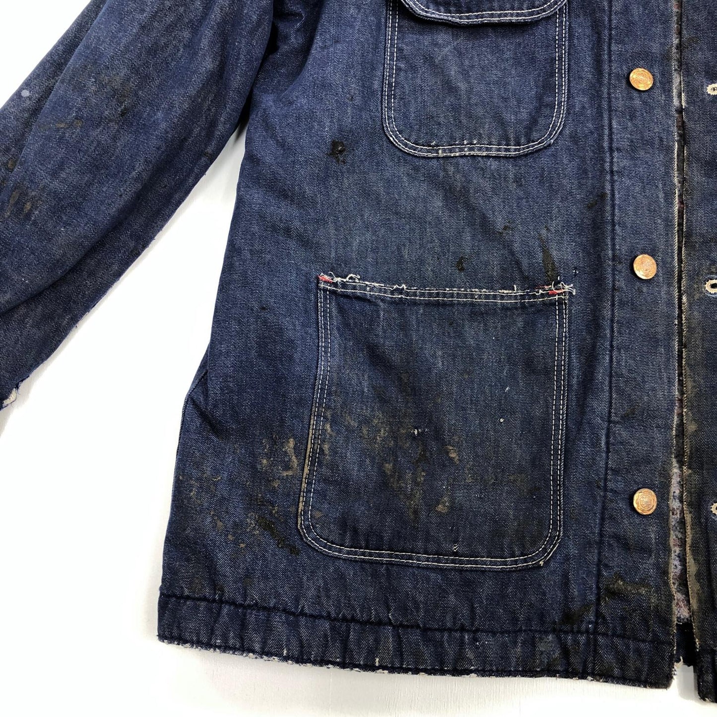 【中古】Wrangler | ラングラー 70年代　デニムカバーオール　裏地ブランケット　襟コーデュロイ　 カバーオール インディゴ サイズ：L【加古川物流】
