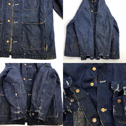 [Used] Wrangler | Wrangler 70s denim coveralls, blanket lining, corduroy collar, indigo, size L [Kakogawa Logistics] 