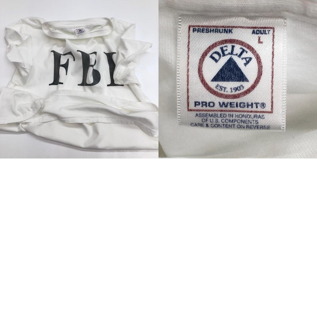 【中古】 DELTA デルタ 00年代 FBI 前面プリント 半袖Ｔシャツ ホワイト サイズ：L【加古川物流】