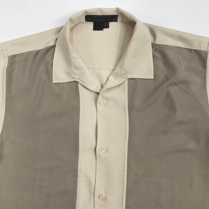 [Used] TECHNIQUE Line Shirt, Short Sleeve Shirt, Beige, Size: L [Kakogawa Logistics] 
