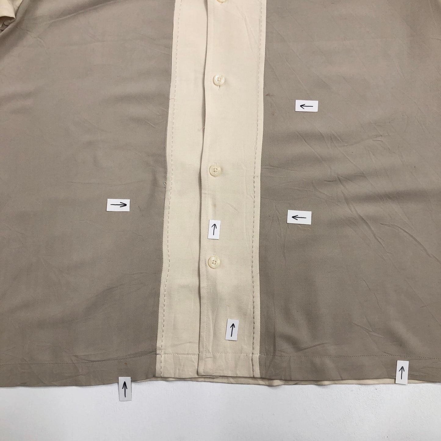 【中古】 TECHNIQUE ラインシャツ 半袖シャツ ベージュ サイズ：L【加古川物流】
