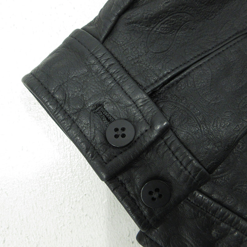 APPLE BUM | アップルバム PAISLEY EMBOSS LEATHER BLOUSON レザー ブラック サイズ：L【三重本店】