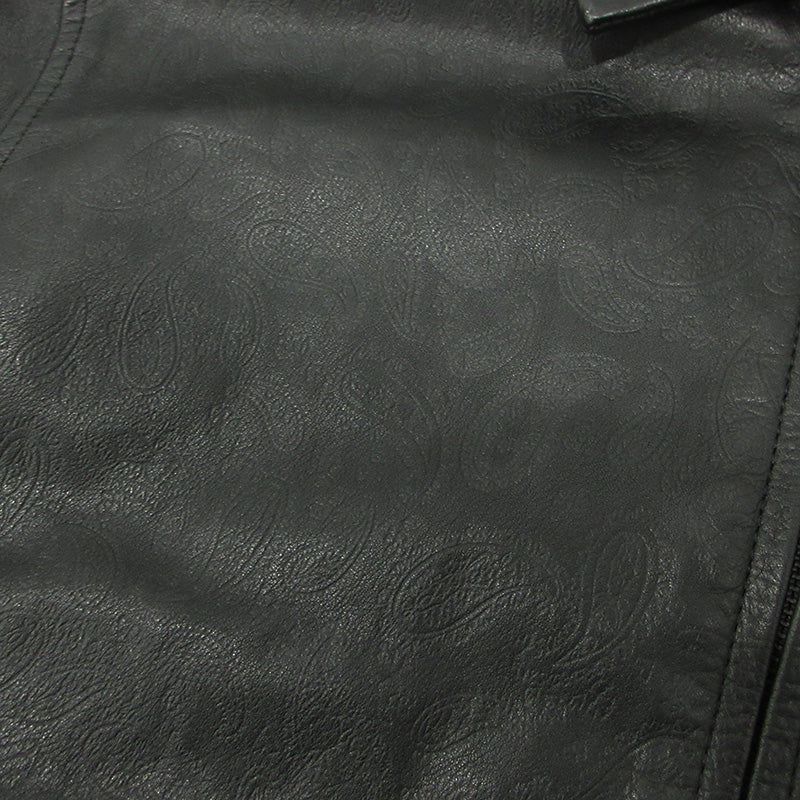 APPLE BUM | アップルバム PAISLEY EMBOSS LEATHER BLOUSON レザー ブラック サイズ：L【三重本店】