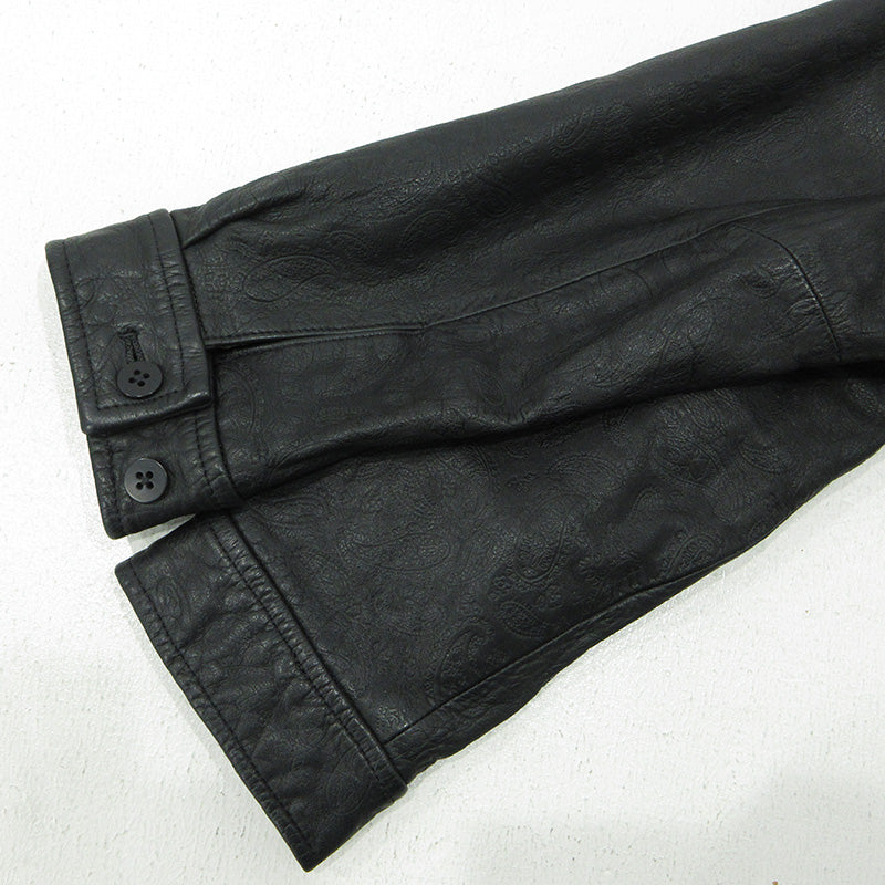 APPLE BUM | アップルバム PAISLEY EMBOSS LEATHER BLOUSON レザー ブラック サイズ：L【三重本店】