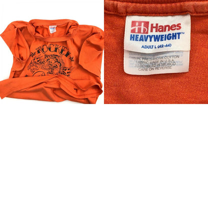 【中古】 Hanes　HEAVYWEIGHT　ヘインズ　ヘビーウェイト　00年代　ROCKET FROM THE CRYPT　前面プリント　タイガー　 半袖Ｔシャツ オレンジ サイズ：L【加古川物流】