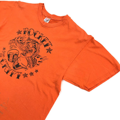【中古】 Hanes　HEAVYWEIGHT　ヘインズ　ヘビーウェイト　00年代　ROCKET FROM THE CRYPT　前面プリント　タイガー　 半袖Ｔシャツ オレンジ サイズ：L【加古川物流】