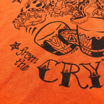 【中古】 Hanes　HEAVYWEIGHT　ヘインズ　ヘビーウェイト　00年代　ROCKET FROM THE CRYPT　前面プリント　タイガー　 半袖Ｔシャツ オレンジ サイズ：L【加古川物流】