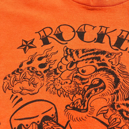【中古】 Hanes　HEAVYWEIGHT　ヘインズ　ヘビーウェイト　00年代　ROCKET FROM THE CRYPT　前面プリント　タイガー　 半袖Ｔシャツ オレンジ サイズ：L【加古川物流】