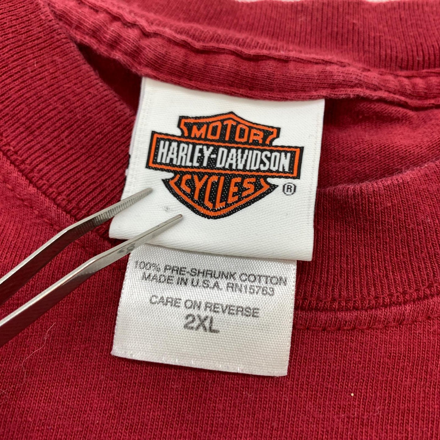 【中古】HARLEY-DAVIDSON | ハーレーダビットソン CENTRAL MAINE ロブスター 半袖Ｔシャツ レッド【加古川物流】