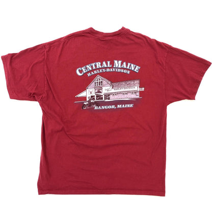【中古】HARLEY-DAVIDSON | ハーレーダビットソン CENTRAL MAINE ロブスター 半袖Ｔシャツ レッド【加古川物流】