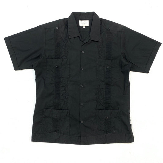 [Used] CARAZON Cuban Shirt Cotton Short Sleeve Shirt Black Size: 38 [Kakogawa Logistics] 