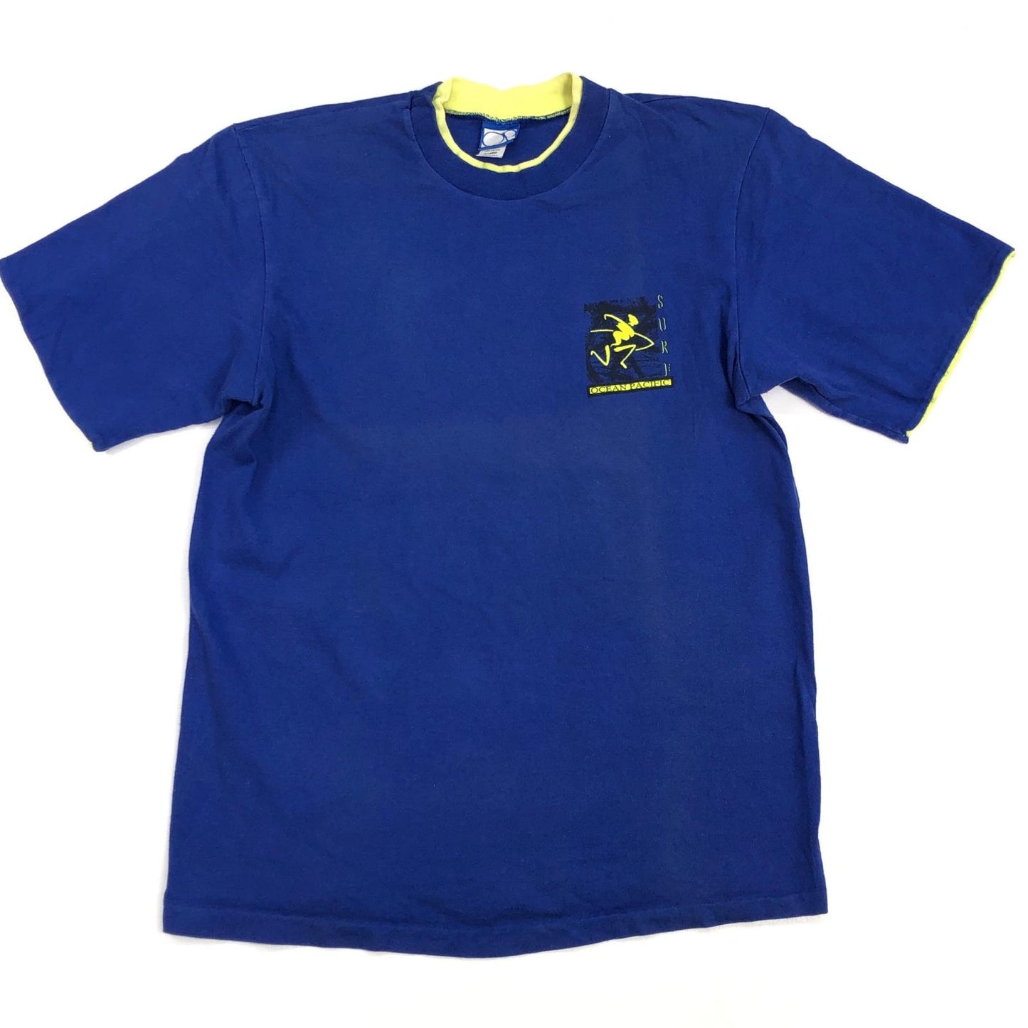 【中古】OCEAN PACIFIC | オーシャンパシフィック 90年代 OP グラフィック　USA製 半袖Ｔシャツ ブルー サイズ：XL【加古川物流】