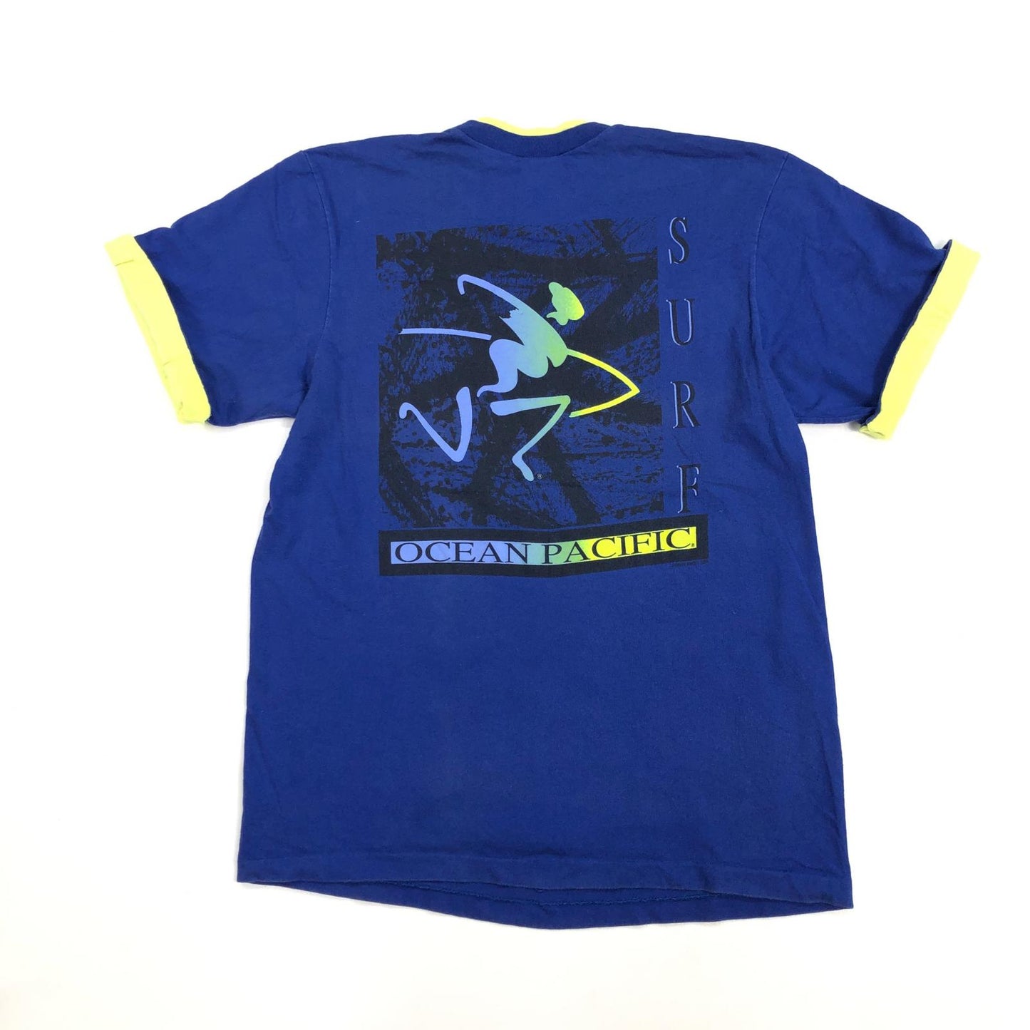 【中古】OCEAN PACIFIC | オーシャンパシフィック 90年代 OP グラフィック　USA製 半袖Ｔシャツ ブルー サイズ：XL【加古川物流】