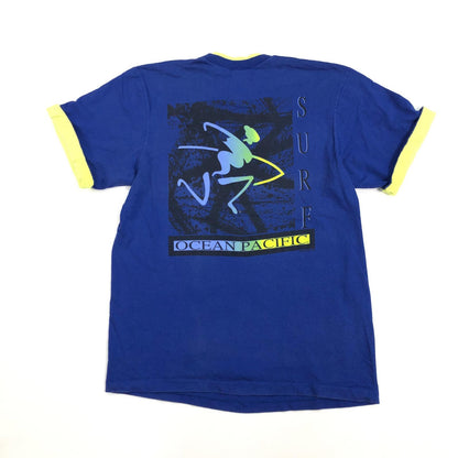 【中古】OCEAN PACIFIC | オーシャンパシフィック 90年代 OP グラフィック　USA製 半袖Ｔシャツ ブルー サイズ：XL【加古川物流】