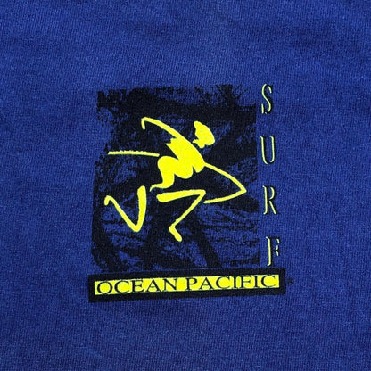 【中古】OCEAN PACIFIC | オーシャンパシフィック 90年代 OP グラフィック　USA製 半袖Ｔシャツ ブルー サイズ：XL【加古川物流】