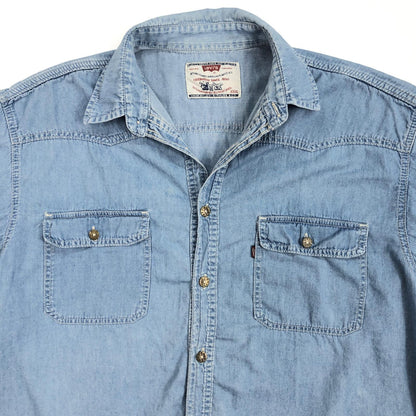 【中古】Levi's | リーバイス 90年代 ダンガリーシャツ　メタルボタン 半袖シャツ ブルー サイズ：XXXL【加古川物流】