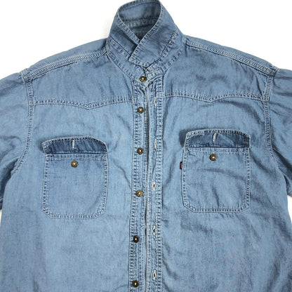 【中古】Levi's | リーバイス 90年代 ダンガリーシャツ　メタルボタン 半袖シャツ ブルー サイズ：XXXL【加古川物流】