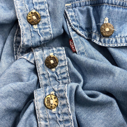 【中古】Levi's | リーバイス 90年代 ダンガリーシャツ　メタルボタン 半袖シャツ ブルー サイズ：XXXL【加古川物流】