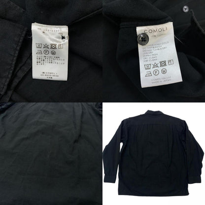 【中古】COMOLI | コモリ WISM コットンフランネル オープンカラーシャツ 長袖シャツ J03-02007 ブラック サイズ：2【加古川物流】