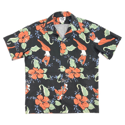 【中古】 Hilo Hattie ハワイアン 女性とハイビスカス HAWAII USA製 ココナッツボタン その他トップス ブラック サイズ：XL【加古川物流】