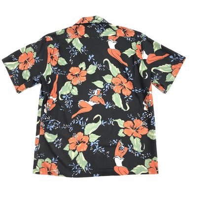 【中古】 Hilo Hattie ハワイアン 女性とハイビスカス HAWAII USA製 ココナッツボタン その他トップス ブラック サイズ：XL【加古川物流】