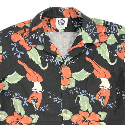 【中古】 Hilo Hattie ハワイアン 女性とハイビスカス HAWAII USA製 ココナッツボタン その他トップス ブラック サイズ：XL【加古川物流】