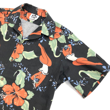 【中古】 Hilo Hattie ハワイアン 女性とハイビスカス HAWAII USA製 ココナッツボタン その他トップス ブラック サイズ：XL【加古川物流】